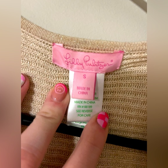 Lilly Pulitzer “ Abbott” Vest W/ fringe tassel gold cotton metallic Small - Picture 3 of 6